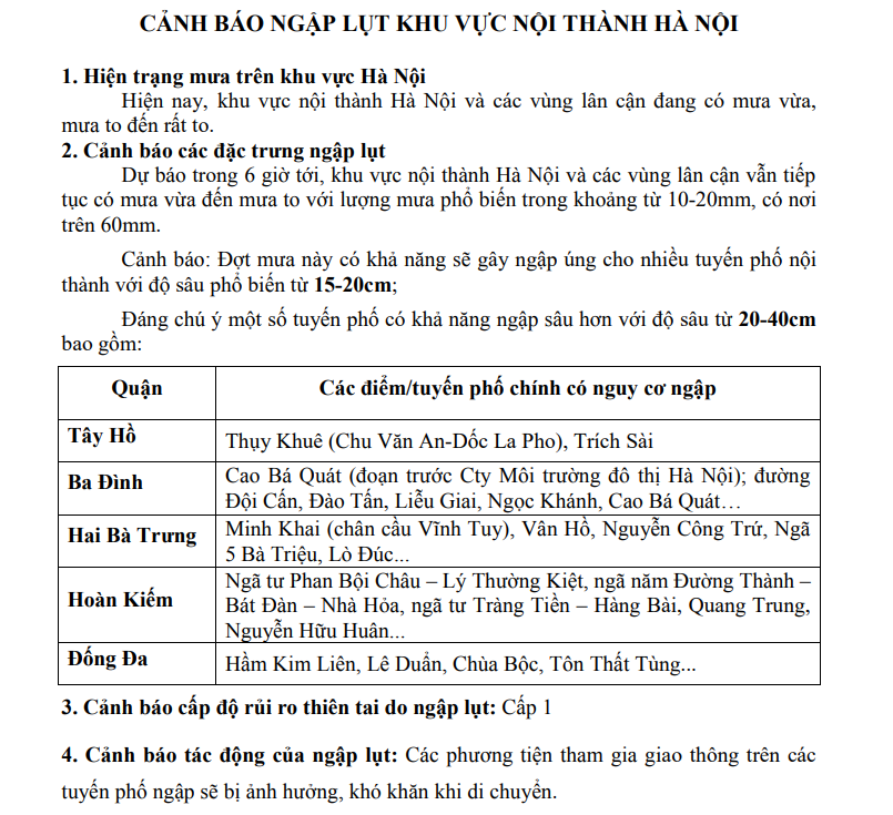 Cảnh báo mưa lớn, dông, lốc, sét khu vực nội thành Hà Nội trưa 19/8 - Ảnh 1