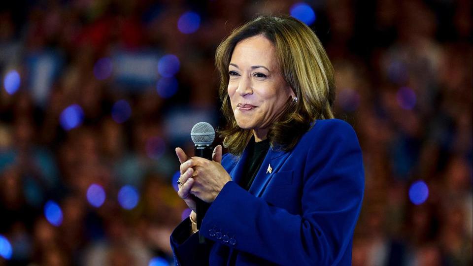 US Vice President Kamala Harris speaks at the second day of the 2024 Democratic National Convention. Photo: CBS News