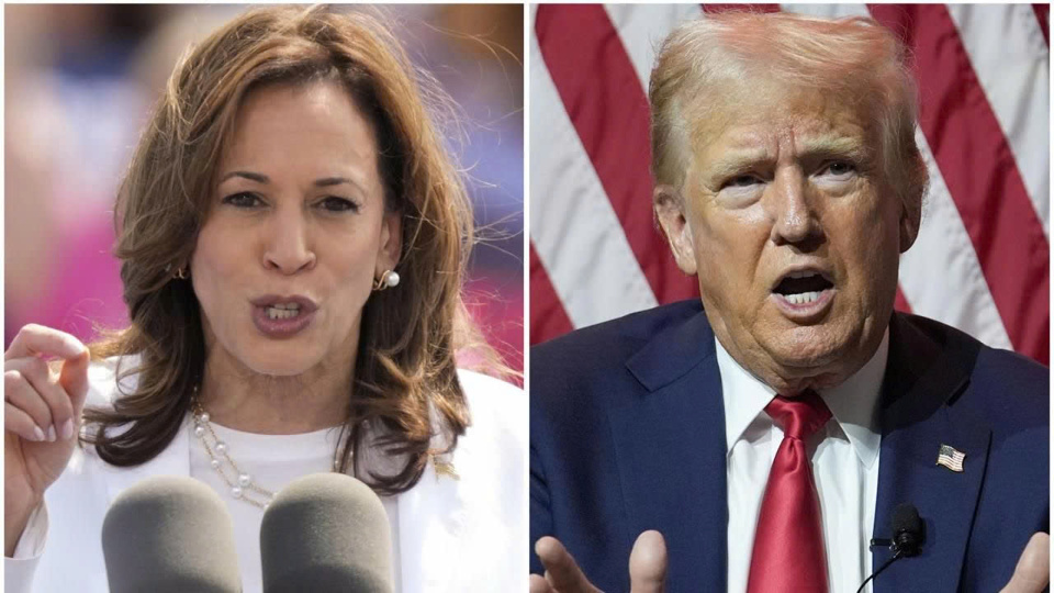 Ph&oacute; Tổng thống Mỹ Kamala Harris v&agrave; cựu Tổng thống Donald Trump. Ảnh: Getty