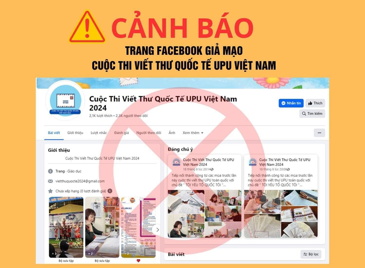 Xuất hiện trang fanpage giả mạo Cuộc thi Viết thư quốc tế UPU tại Việt Nam