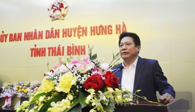 &Ocirc;ng Nguyễn Xu&acirc;n Dương, nguy&ecirc;n Ph&oacute; Gi&aacute;m đốc Sở Khoa học v&agrave; C&ocirc;ng nghệ Th&aacute;i B&igrave;nh, nguy&ecirc;n Chủ tịch UBND huyện Hưng H&agrave; tiếp tục bị khởi tố trong vụ &aacute;n xảy ra tại x&atilde; Đoan H&ugrave;ng. Ảnh: Cổng TTĐT huyện Hưng H&agrave;