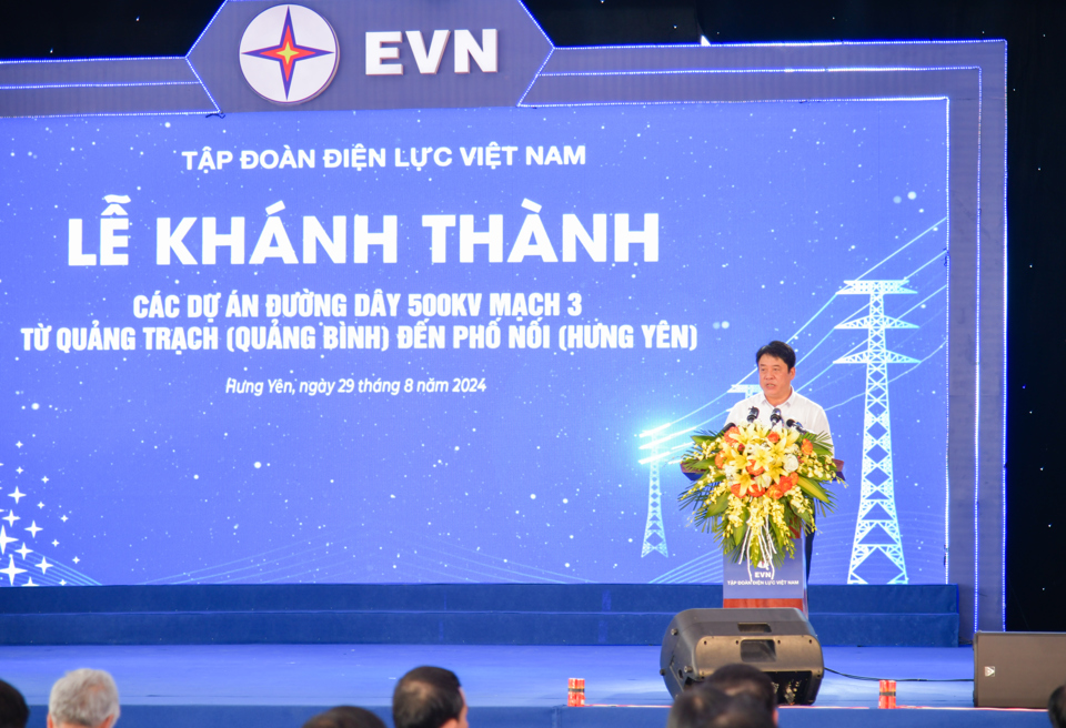 Tổng Gi&aacute;m đốc EVN Nguyễn Anh Tuấn ph&aacute;t biểu tại sự kiện. Ảnh: Khắc Ki&ecirc;n