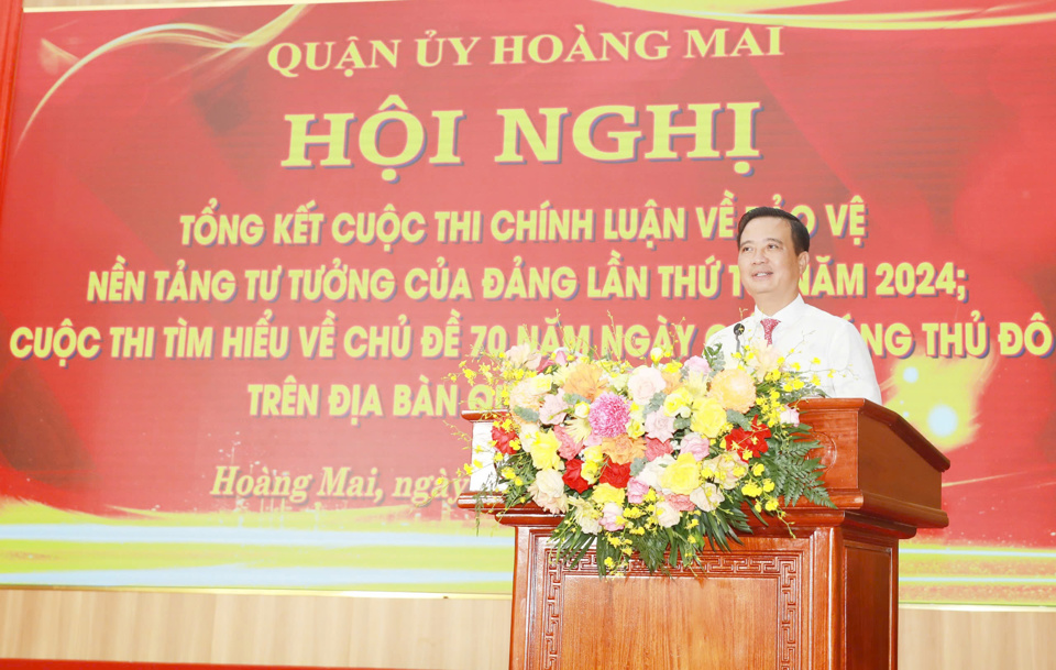 "Kết quả cuộc thi đ&atilde; thể hiện t&acirc;m huyết, tr&aacute;ch nhiệm cao, niềm tin s&acirc;u sắc của người d&acirc;n Ho&agrave;ng Mai v&agrave;o sự l&atilde;nh đạo của Đảng, vai tr&ograve; quản l&yacute; của Nh&agrave; nước&rdquo; Th&agrave;nh ủy vi&ecirc;n, B&iacute; thư Quận ủy Ho&agrave;ng Mai Nguyễn Xu&acirc;n Linh ph&aacute;t biểu.