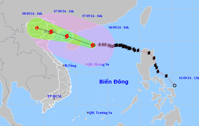 Đường đi v&agrave; vị tr&iacute; si&ecirc;u b&atilde;o số 3.