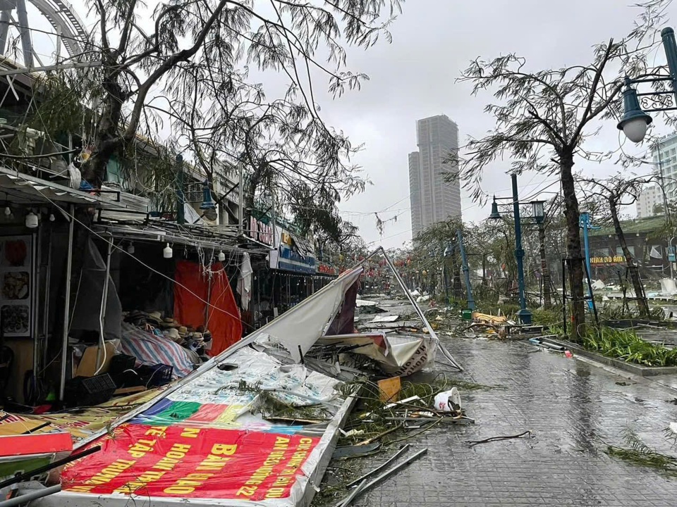 C&aacute;c gian h&agrave;ng tan hoang sau khi b&atilde;o đi qua.