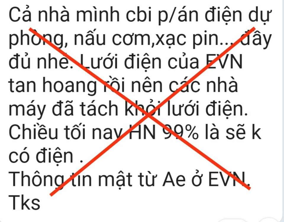 Đ&acirc;y l&agrave; th&ocirc;ng tin thất thiệt, g&acirc;y hoang mang trong x&atilde; hội.