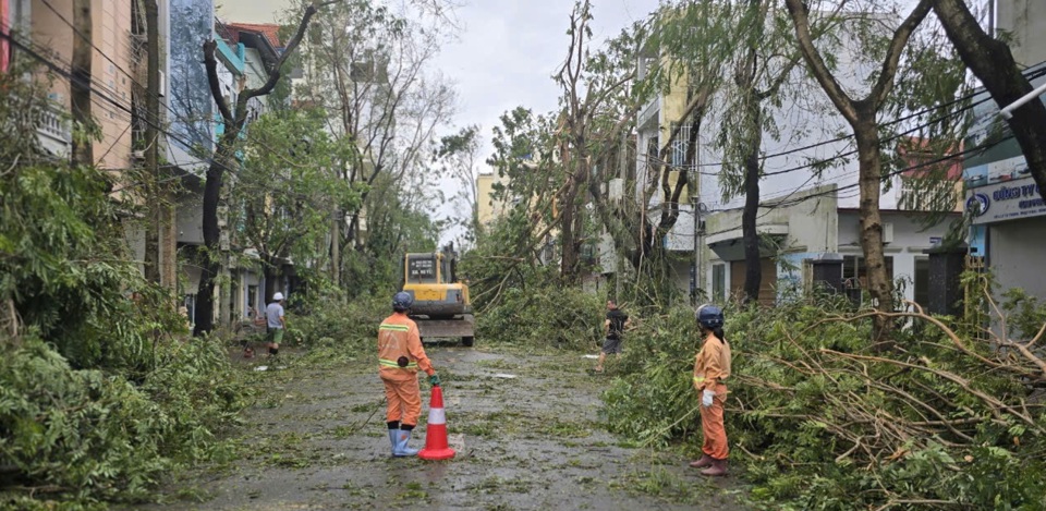 &nbsp;C&ocirc;ng ty CP C&ocirc;ng vi&ecirc;n c&acirc;y xanh Hải Ph&ograve;ng t&iacute;ch cực khắc phục sau b&atilde;o. Ảnh:Vĩnh Qu&acirc;n