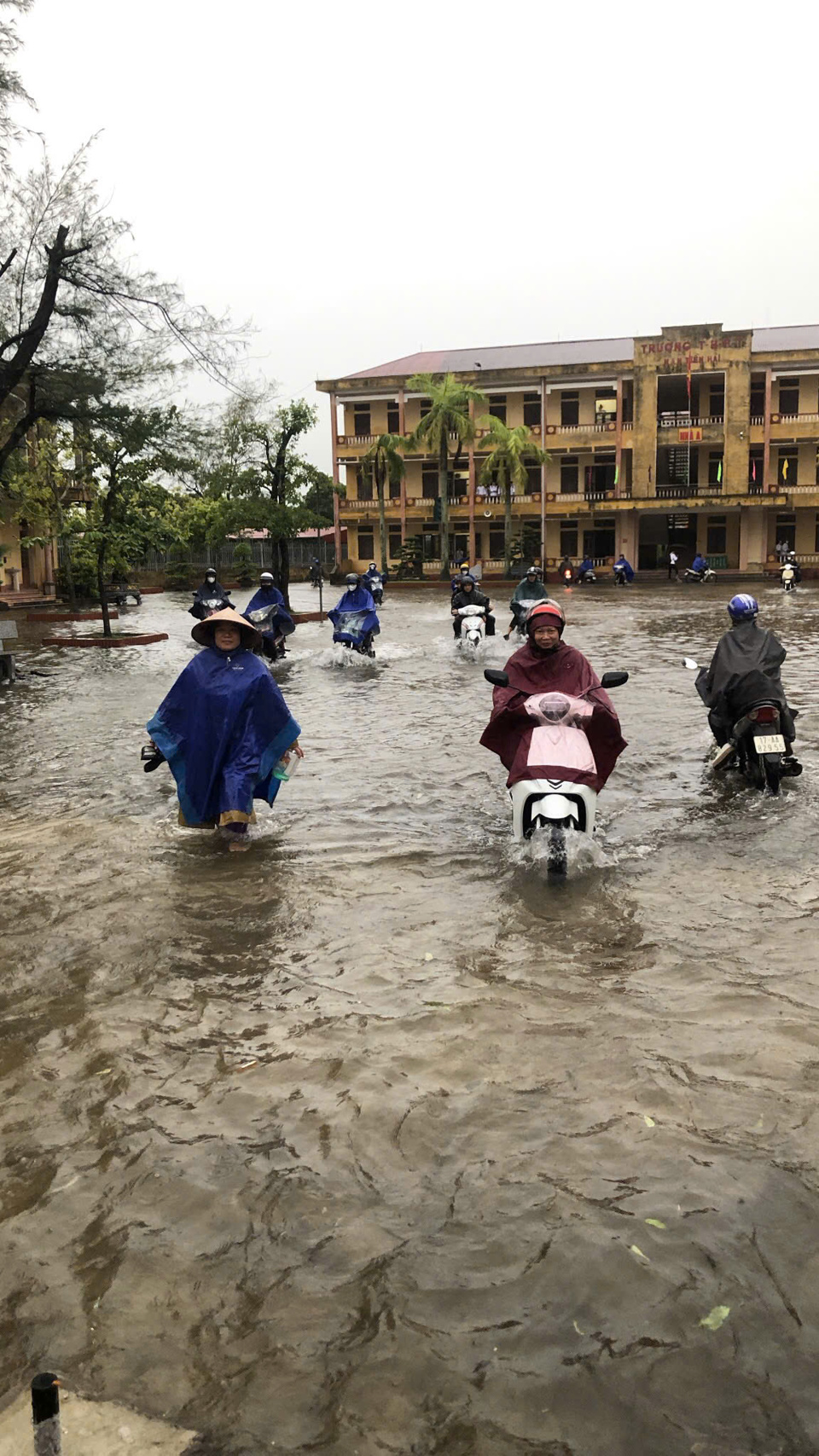 Trường THPT Nam Tiền Hải phải cho học sinh nghỉ học để đảm bảo an to&agrave;n. Ảnh: TK