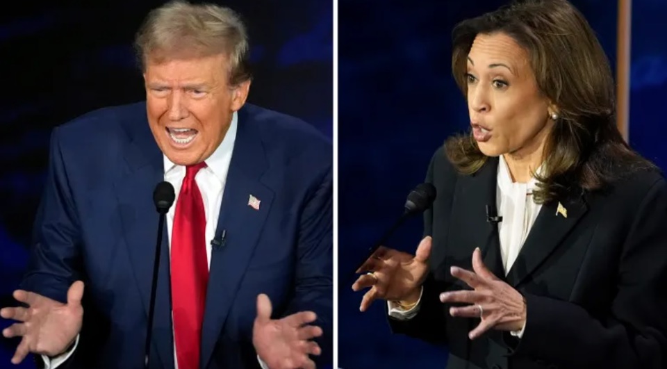 Hai ứng vi&ecirc;n Tổng thống Mỹ từ lưỡng đảng - &ocirc;ng Donald Trump v&agrave; b&agrave; Kamala Harris. Ảnh: AP