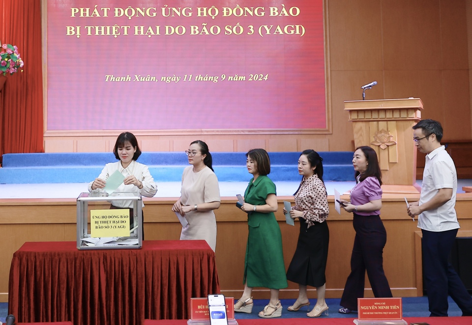 Quận Thanh Xuân phát động ủng hộ đồng bào bị thiệt hại do bão số 3 - Ảnh 1