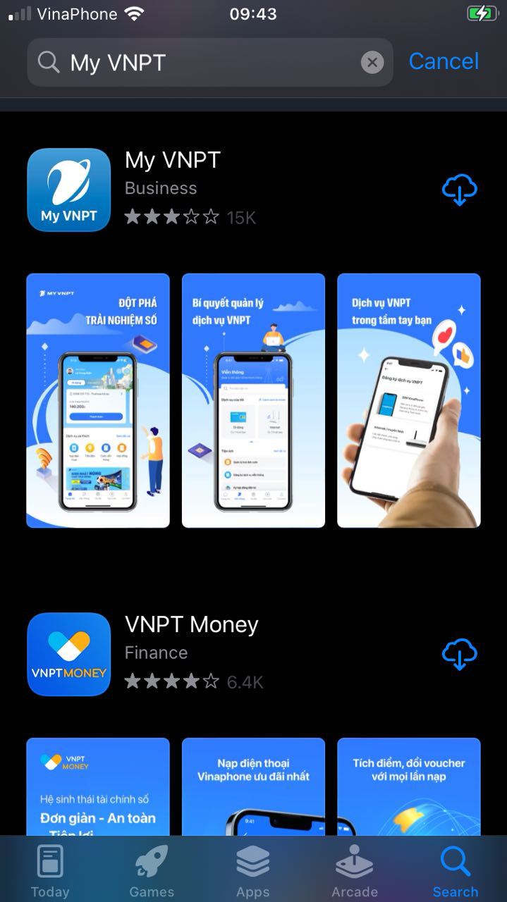 T&igrave;m kiếm v&agrave; tải ứng dụng My VNPT tr&ecirc;n Google Play/CH Play.