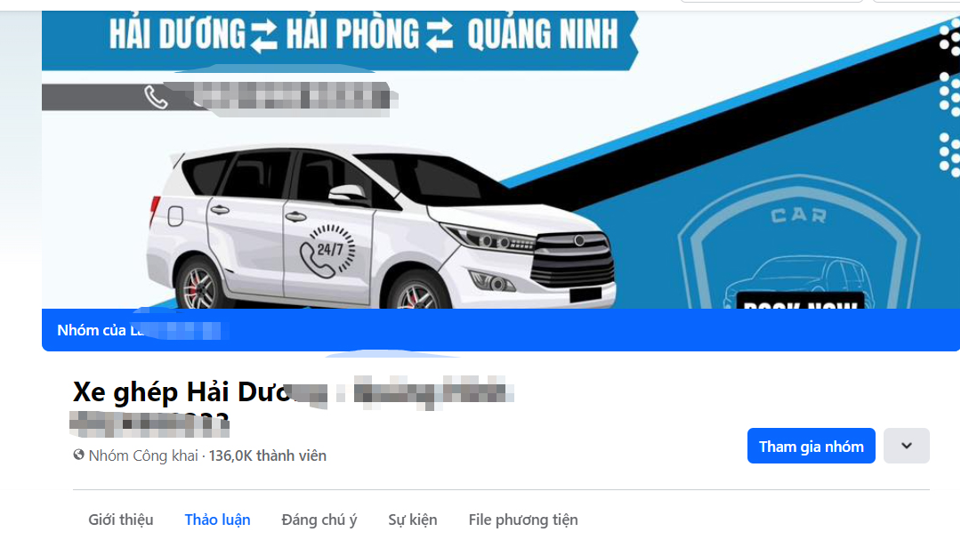 Quảng c&aacute;o xe gh&eacute;p, xe tiện chuyến xuất hiện nhiều tr&ecirc;n mạng x&atilde; hội.