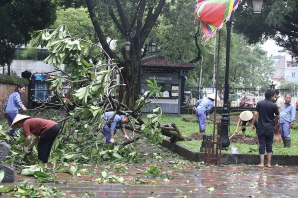 C&aacute;n bộ, nh&acirc;n vi&ecirc;n Trung t&acirc;m Hoạt động Văn h&oacute;a Khoa học Văn Miếu-Quốc Tử Gi&aacute;m chỉnh trang cảnh quan, vệ sinh m&ocirc;i trường.