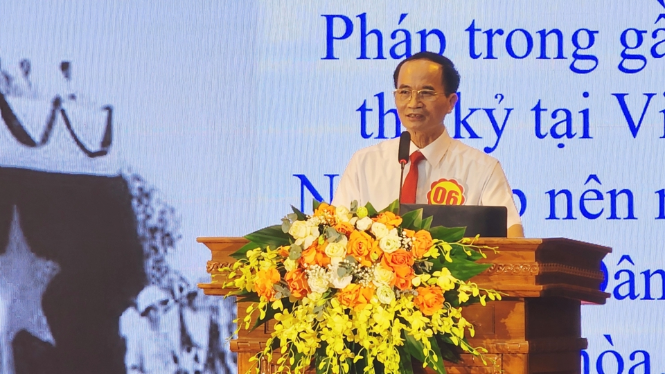 Th&iacute; sinh lớn tuổi nhất Hội thi - Trần Th&aacute;i Khanh (Chi bộ TDP Ngọc Đại, Đảng bộ phường Đại Mỗ)