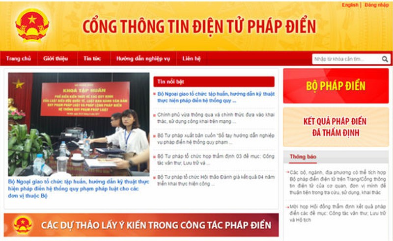 Đăng tải kết quả ph&aacute;p điển điện tử l&ecirc;n Cổng th&ocirc;ng tin điện tử ph&aacute;p điển &nbsp;