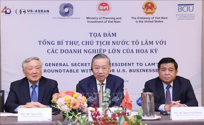 Tổng B&iacute; thư, Chủ tịch nước đề nghị c&aacute;c bộ, ng&agrave;nh, cơ quan li&ecirc;n quan của hai nước tiếp tục cụ thể h&oacute;a c&aacute;c chủ trương, định hướng lớn của nội h&agrave;m quan hệ Đối t&aacute;c chiến lược to&agrave;n diện song phương - Ảnh: TTXVN