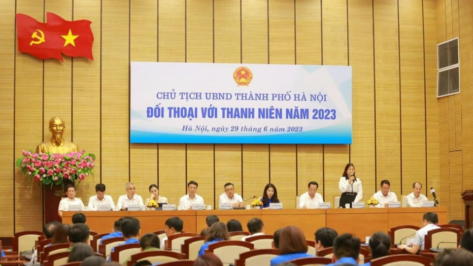 Chủ tịch UBND TP H&agrave; Nội đối thoại với thanh ni&ecirc;n tr&ecirc;n địa b&agrave;n TP H&agrave; Nội năm 2023