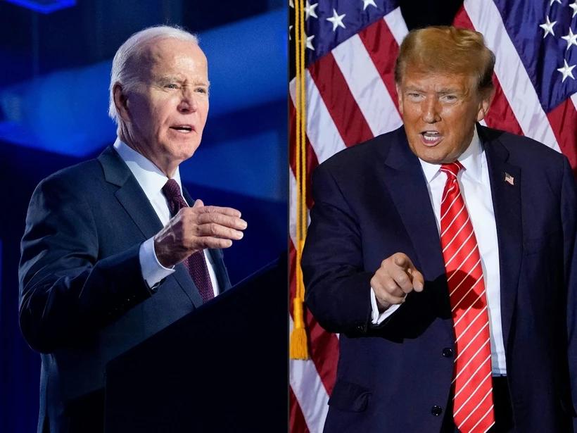 Tổng thống Mỹ Joe Biden (tr&aacute;i) v&agrave; cựu Tổng thống Donald Trump. Ảnh: TTXVN