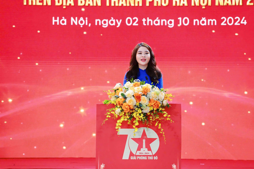 B&iacute; thư Th&agrave;nh đo&agrave;n H&agrave; Nội Chu Hồng Minh ph&aacute;t biểu tại buổi lễ