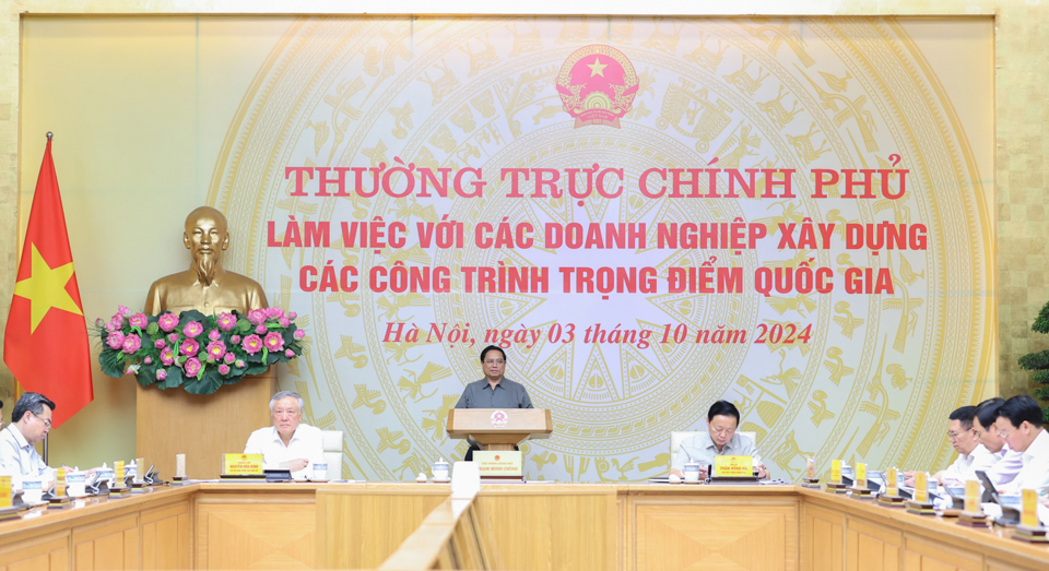 Thủ tướng Chính phủ Phạm Minh Chính phát biểu tại cuộc làm việc. Ảnh: Nhật Bắc