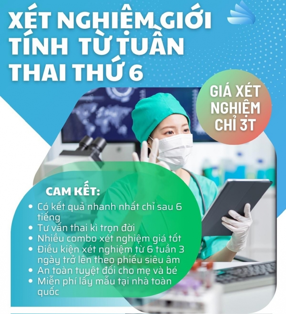 Poster quảng c&aacute;o về dịch vụ x&eacute;t nghiệm giới t&iacute;nh của 1 ph&ograve;ng kh&aacute;m đăng tr&ecirc;n mạng x&atilde; hội. Ảnh: N.D &nbsp;