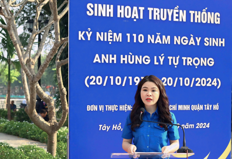 B&iacute; thư Th&agrave;nh đo&agrave;n H&agrave; Nội Chu Hồng Minh ph&aacute;t biểu tại chương tr&igrave;nh