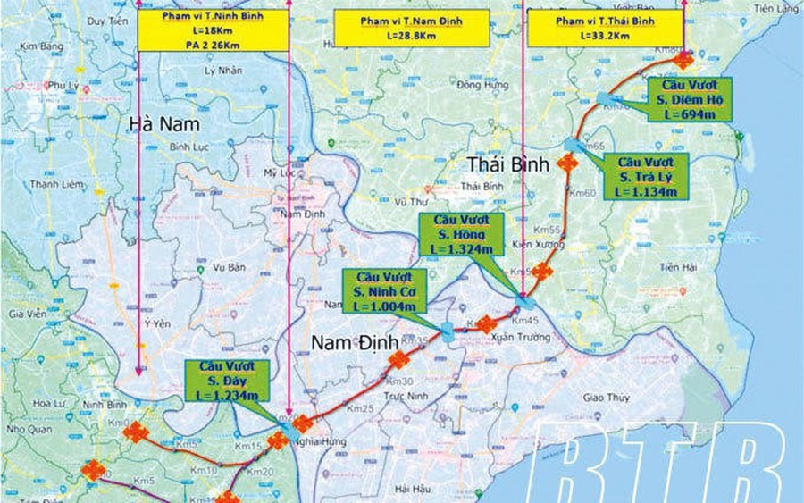 Hướng tuyến cao tốc Nam Định - Th&aacute;i B&igrave;nh. Ảnh:&nbsp; B&aacute;o Th&aacute;i B&igrave;nh