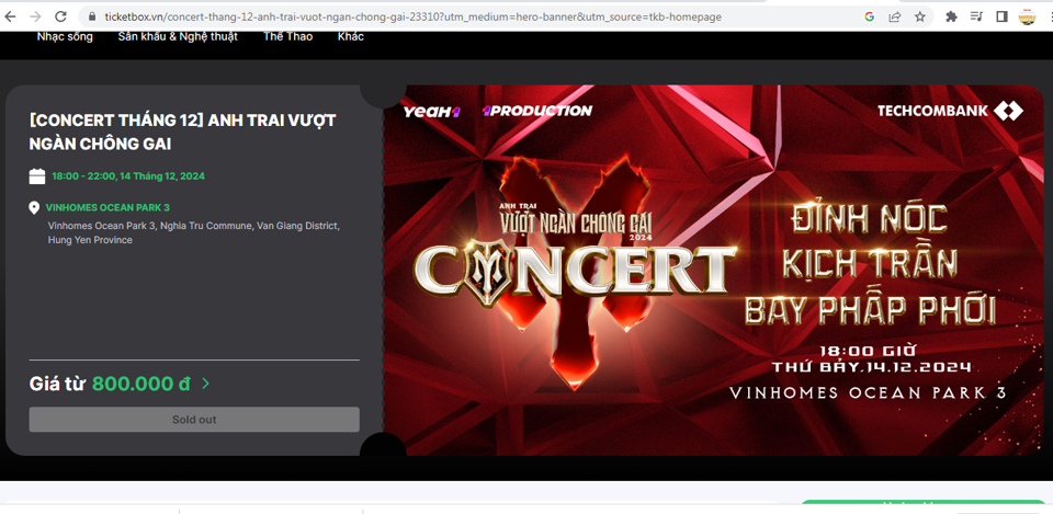 Website bán vé concert Anh trai vượt ngàn chông gai bị sập - Ảnh 1