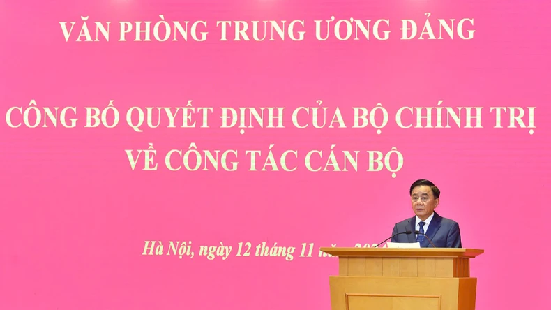 Đồng ch&iacute; Trần Cẩm T&uacute; ph&aacute;t biểu giao nhiệm vụ. Ảnh: Thuỷ Nguy&ecirc;n/B&aacute;o Nh&acirc;n d&acirc;n