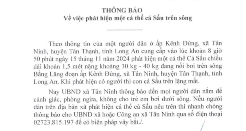 Th&ocirc;ng b&aacute;o của UBND x&atilde; T&acirc;n Ninh.