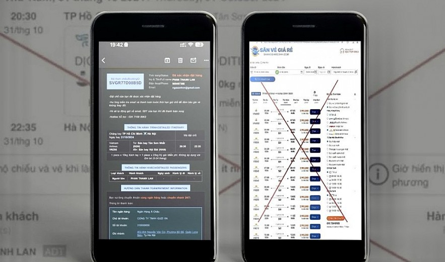 Giả mạo bán vé máy bay Tết Ất Tỵ 2025 để lừa đảo.