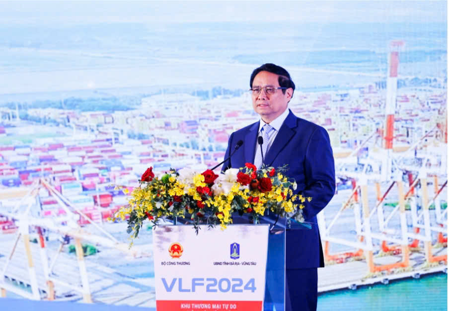 Thủ tướng Phạm Minh Ch&iacute;nh ph&aacute;t biểu chỉ đạo tại Diễn đ&agrave;n Logistics Việt Nam 2024.&nbsp;