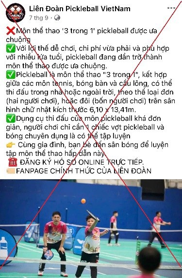 Cảnh báo các trang facebook giả mạo “Liên đoàn Pickleball Việt Nam” để lừa đảo - Ảnh 1