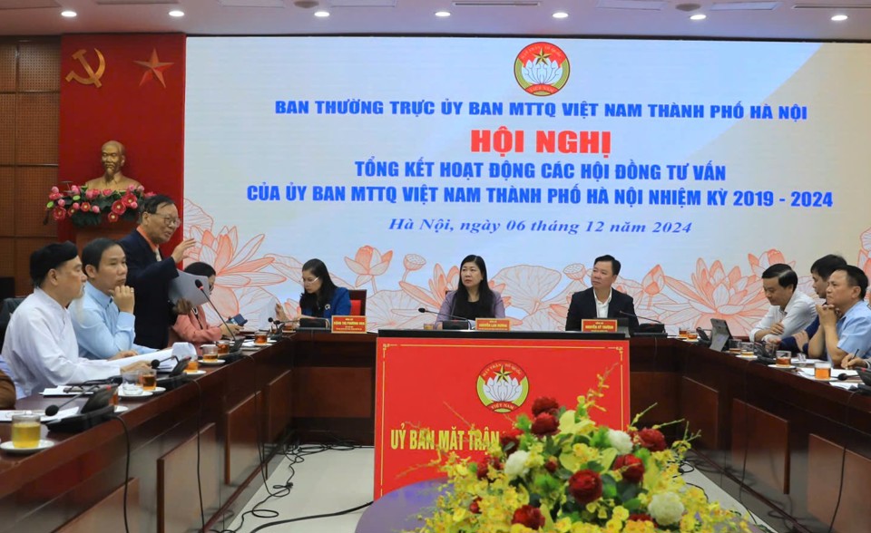 Quang cảnh&nbsp;Hội nghị tổng kết hoạt động c&aacute;c Hội đồng tư vấn (HĐTV) của Ủy ban Mặt trận Tổ quốc Việt Nam TP H&agrave; Nội, nhiệm kỳ 2019-2024