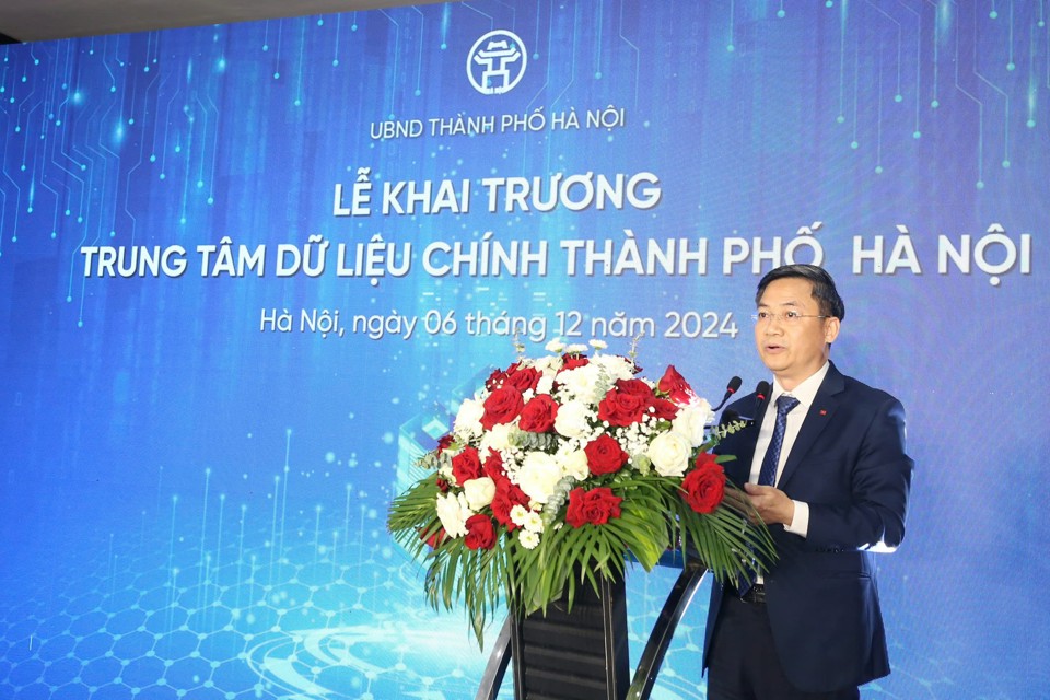 Phó Chủ tịch UBND TP Hà Nội Hà Minh Hải phát biểu tại buổi lễ.