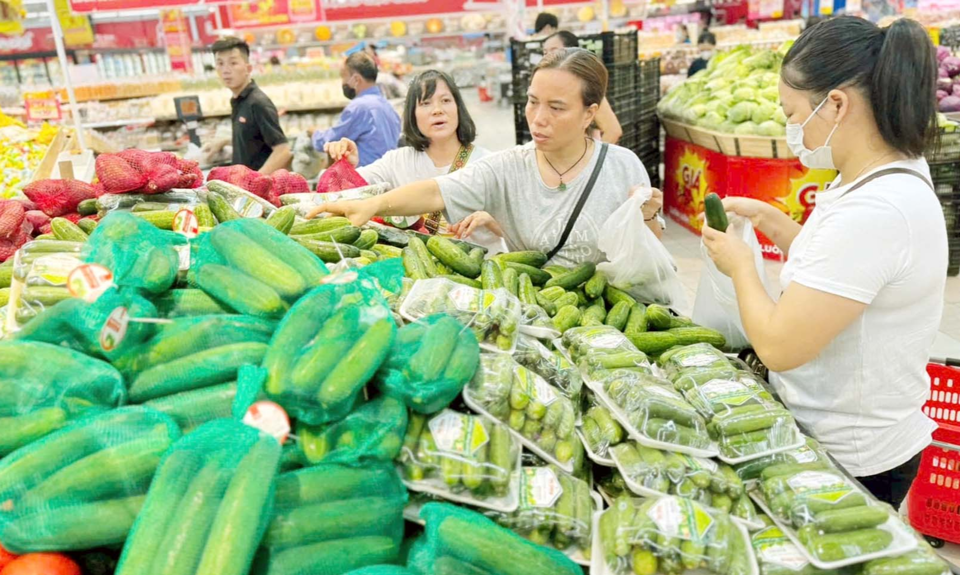 Người ti&ecirc;u d&ugrave;ng mua h&agrave;ng giảm gi&aacute;, khuyến mại tại si&ecirc;u thị&nbsp; Co.op Mart. Ảnh: Ho&agrave;i Nam