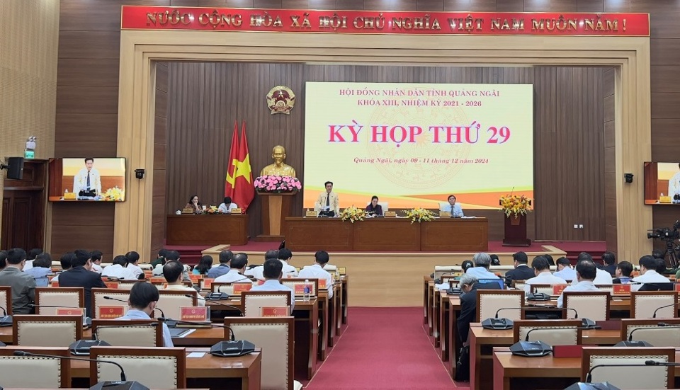 Kỳ họp 29 HĐND tỉnh Quảng Ng&atilde;i kh&oacute;a XIII, nhiệm kỳ 2021- 2026 diễn ra từ ng&agrave;y 9-11/12.