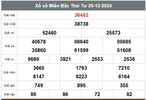 Kết quả xổ số hôm nay ngày 25/12/2024 - Ảnh 1