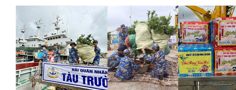 Những phần qu&agrave; ch&uacute;c Tết chứa đựng t&igrave;nh cảm của c&aacute;c cấp, ng&agrave;nh trong v&agrave; ngo&agrave;i qu&acirc;n đội d&agrave;nh cho c&aacute;c c&aacute;n bộ, chiến sĩ Nh&agrave; gi&agrave;n DKI v&agrave; c&aacute;c lực lượng l&agrave;m nhiệm vụ tr&ecirc;n biển - Ảnh: V&acirc;n H&agrave;