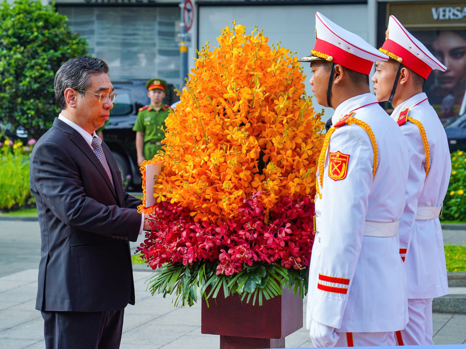 Ph&oacute; B&iacute; thư Th&agrave;nh ủy, Chủ tịch Ủy ban MTTQ Việt Nam TP Hồ Ch&iacute; Minh&nbsp;Nguyễn Phước Lộc tại Lễ b&aacute;o c&ocirc;ng Chủ tịch Hồ Ch&iacute; Minh.