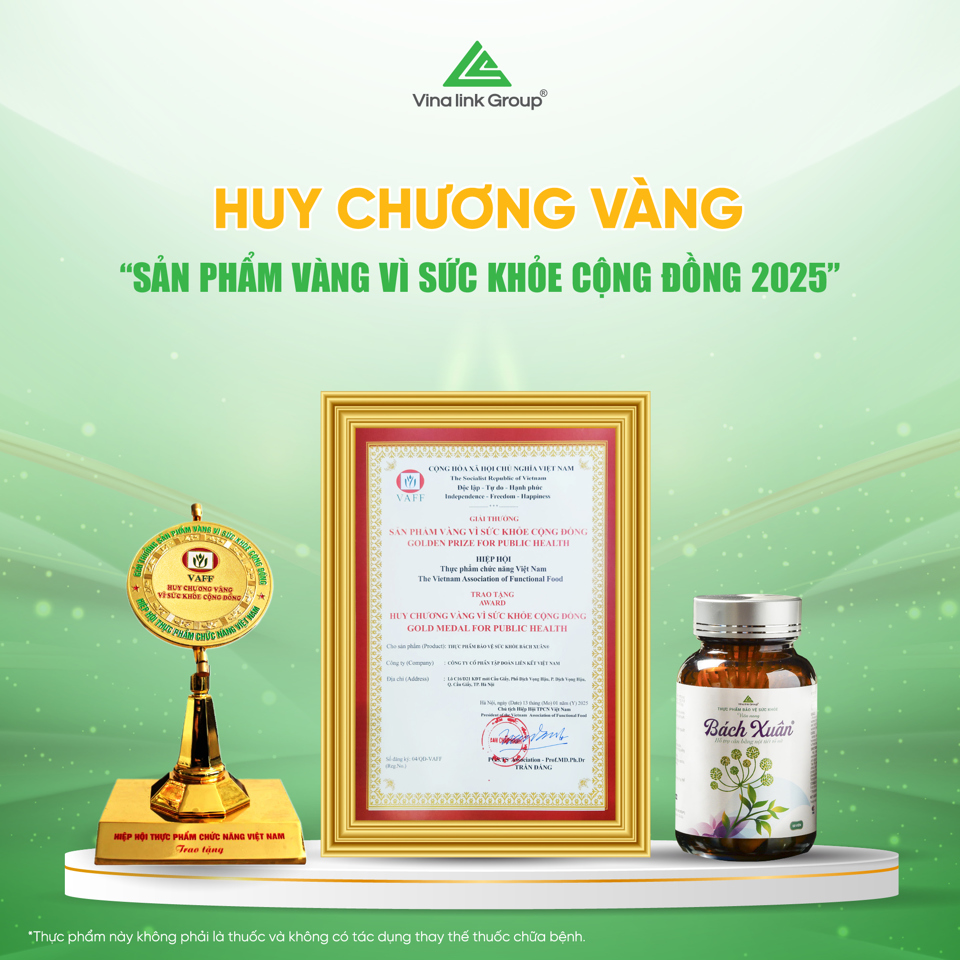 Thực phẩm bảo vệ sức khỏe B&aacute;ch Xu&acirc;n - Huy chương v&agrave;ng v&igrave; sức khỏe cộng đồng năm 2025