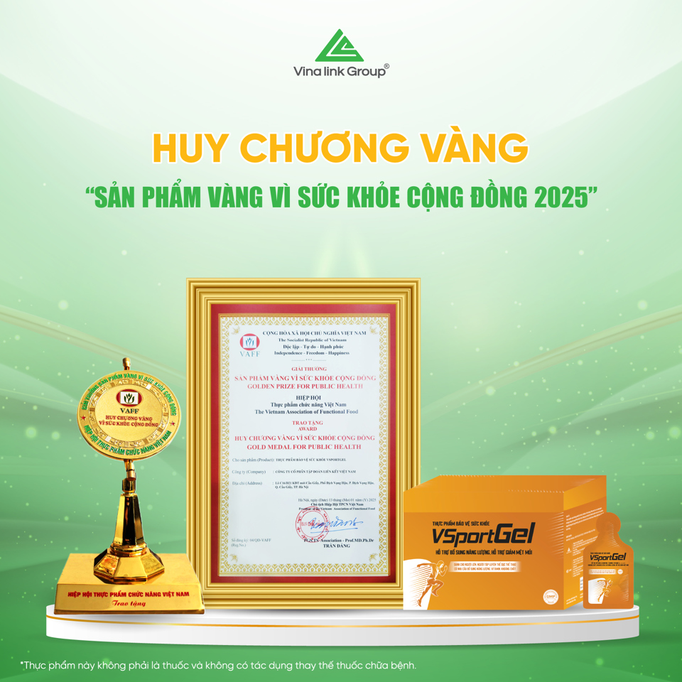 &nbsp;Thực phẩm bảo vệ sức khỏe VSportGel - Huy chương v&agrave;ng v&igrave; sức khỏe cộng đồng năm 2025