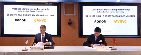 VNVC c&ugrave;ng Sanofi k&yacute; bản định hướng hợp t&aacute;c để tiến tới chuyển giao c&ocirc;ng nghệ sản xuất một số vaccine của Sanofi tại nh&agrave; m&aacute;y VNVC.