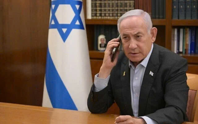 Thủ tướng Benjamin Netanyahu n&oacute;i chuyện với Tổng thống Mỹ Joe Biden về lệnh ngừng bắn v&agrave;o ng&agrave;y 15/1/2025. Ảnh:&nbsp;Amos Ben Gershom/GPO