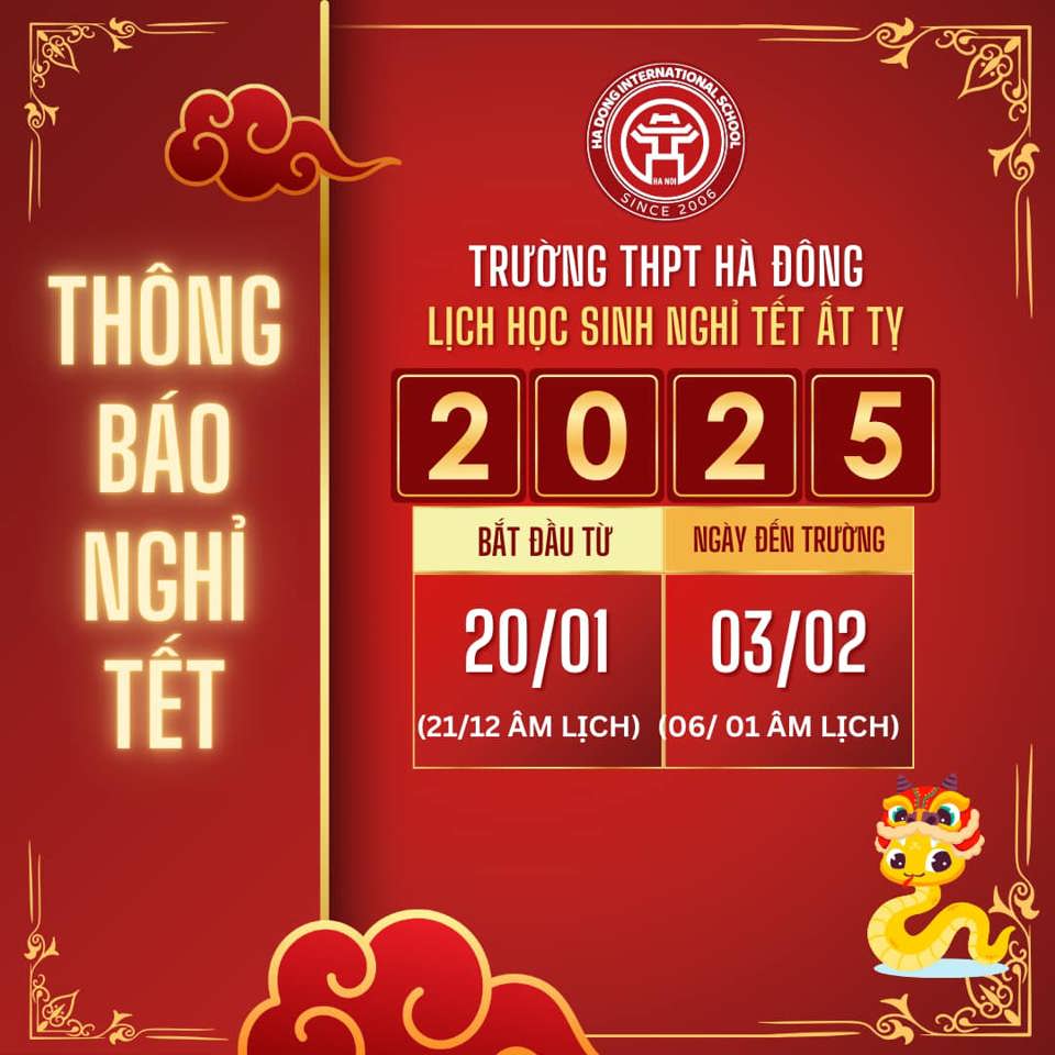 &nbsp;Th&ocirc;ng b&aacute;o nghỉ Tết của Trường THPT H&agrave; Đ&ocirc;ng