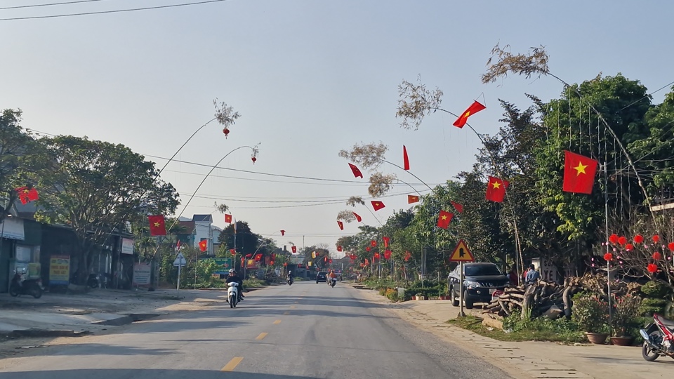 C&acirc;y n&ecirc;u chủ yếu được l&agrave; từ c&acirc;y tre, ngo&agrave;i việc chủ đạo treo cờ Tổ quốc, người d&acirc;n c&ograve;n trang tr&iacute; hệ thống b&oacute;ng nh&aacute;y, &aacute;nh s&aacute;ng đủ m&agrave;u sắc khiến về đ&ecirc;m tr&ocirc;ng hết sức đẹp.&nbsp;