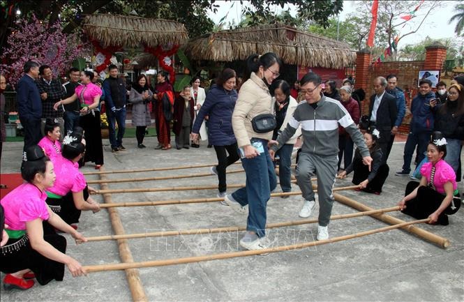 Người d&acirc;n h&agrave;o hứng nhảy sạp tại Chợ Tết "Một tho&aacute;ng Th&agrave;nh Nam". Ảnh: Nguyễn L&agrave;nh/TTXVN