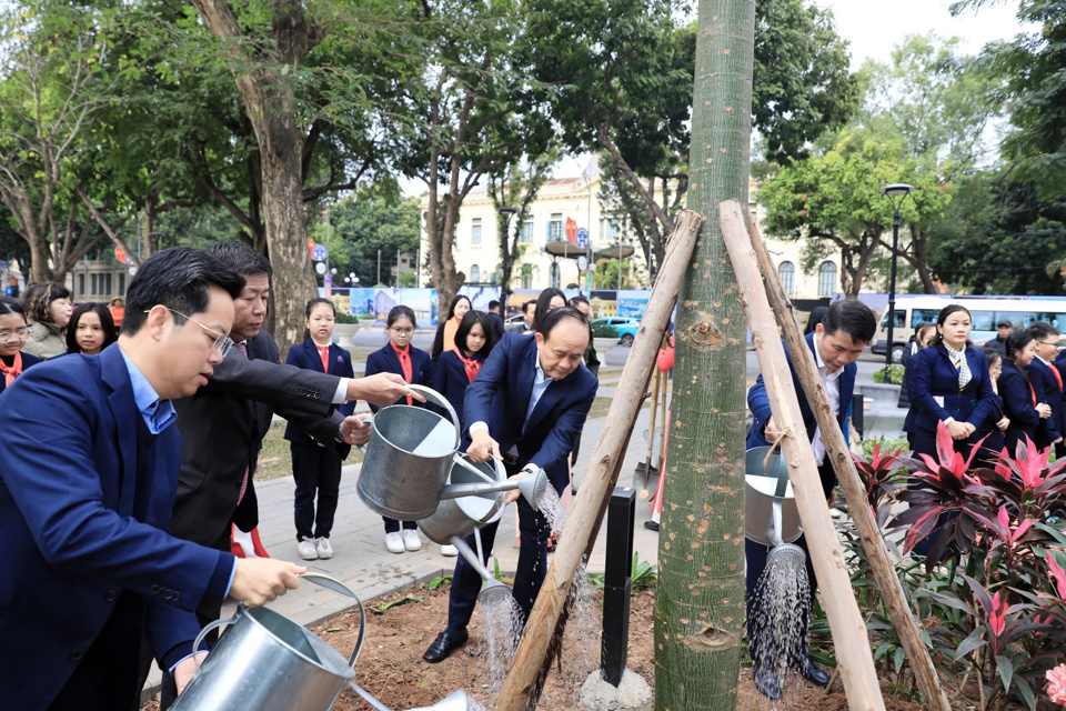 Quận Hoàn Kiếm quan tâm trồng cây xanh, bảo vệ môi trường - Ảnh 1