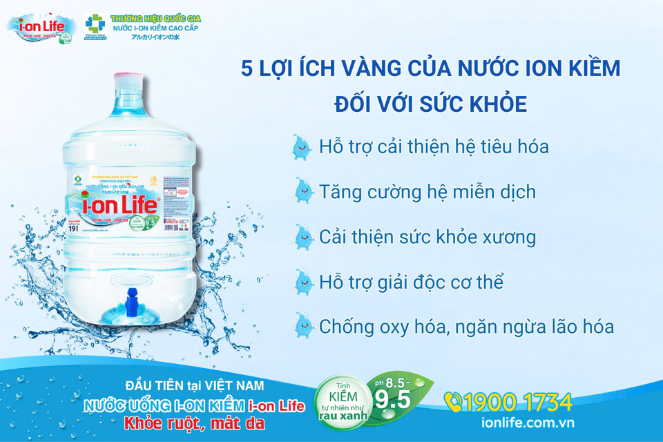 Nước ion kiềm của i-on Life đ&aacute;p ứng 5 lợi &iacute;ch v&agrave;ng cho sức khỏe.