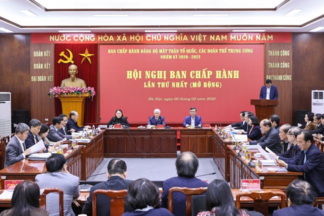 Quang cảnh Hội nghị&nbsp;lần thứ nhất Ban Chấp h&agrave;nh Đảng bộ Mặt trận Tổ quốc, c&aacute;c đo&agrave;n thể Trung ương nhiệm kỳ 2020-2025